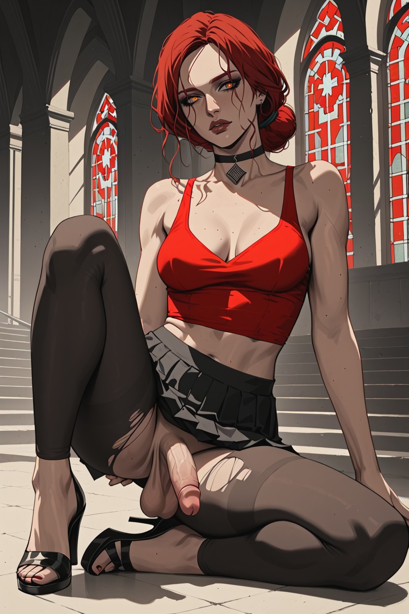 Choker, Dim Light, Pequeño Porno shemale IA