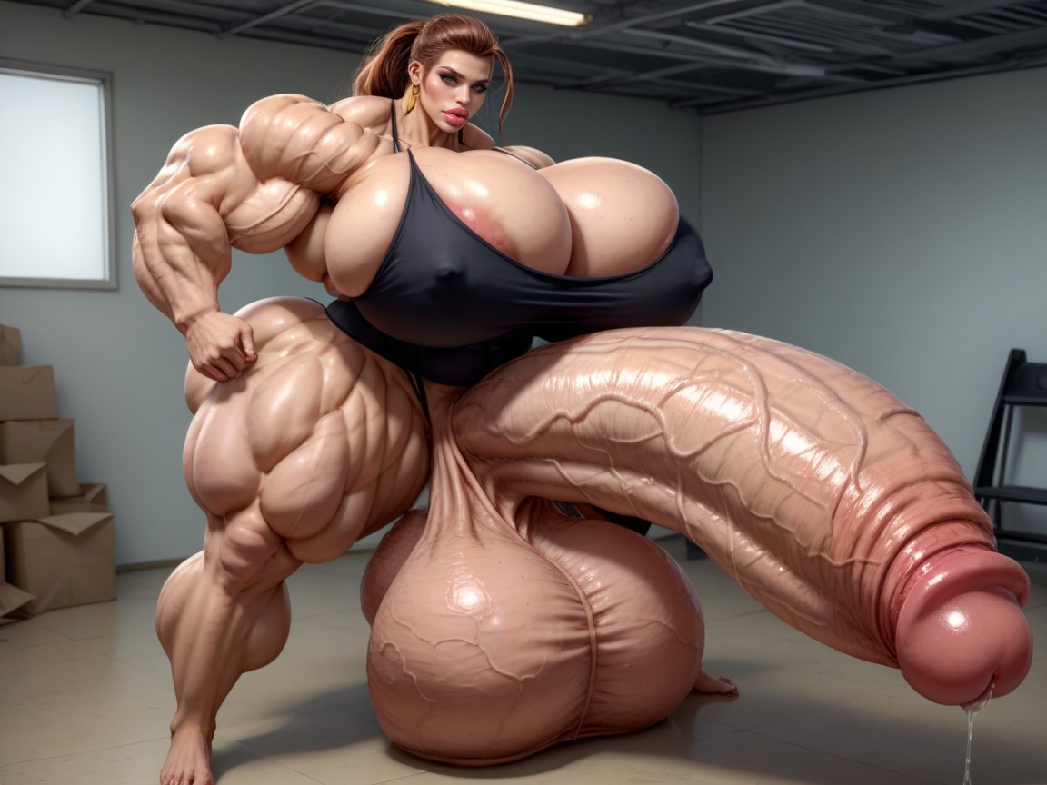 Hyper Supersized Penis, Hyper Biggest Biceps, Hyper Bimbo Shemale AI Porn