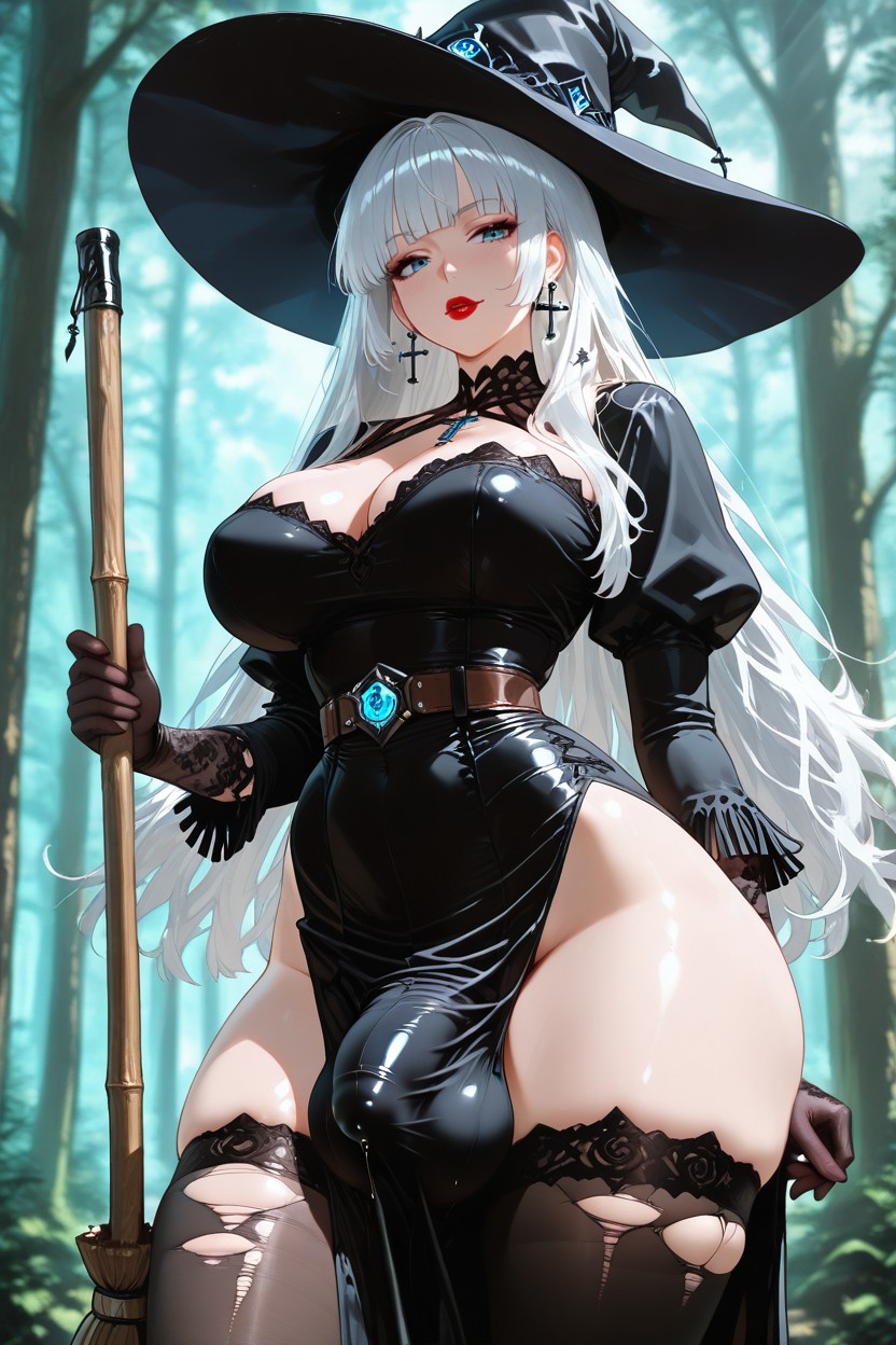 Perfect Round Breasts, Cloth Dress, Bangs Shemale AI Porn