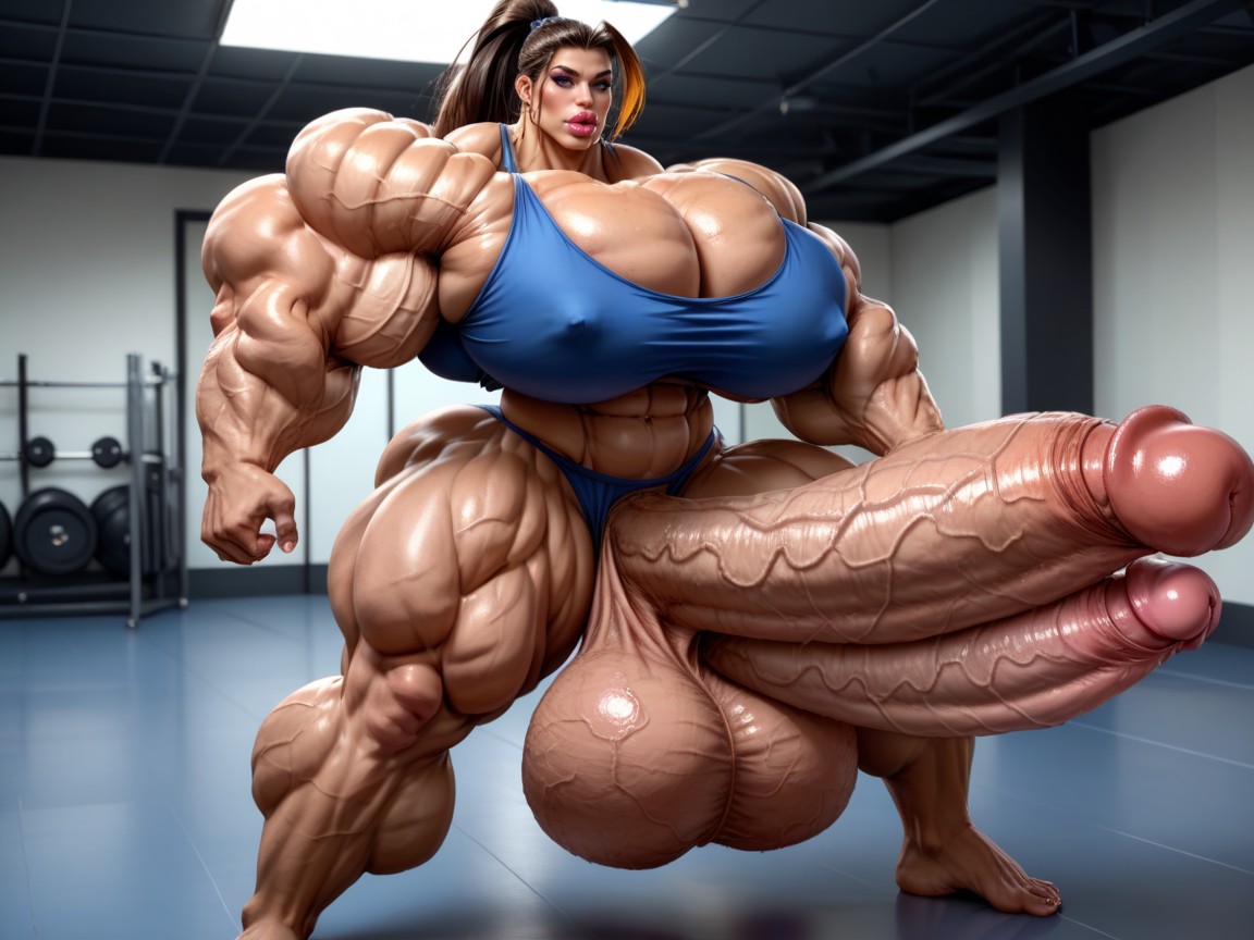 Hyper Gigantic Penis, Sexy Face, Full Body View Porno shemale IA