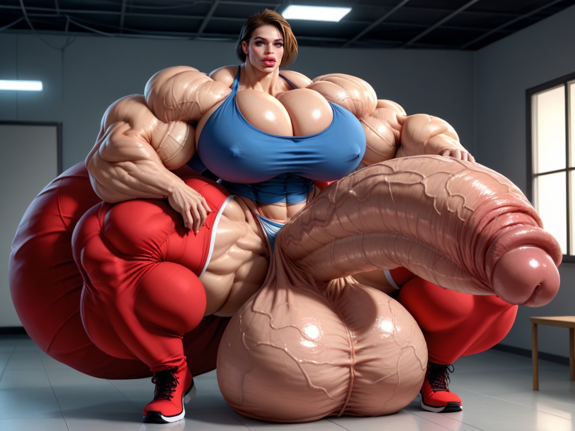 Huge Veins On Penis, Balls Are Big Enough To Touch The Floor, Hyper Supersized Penis Shemale AI Porn
