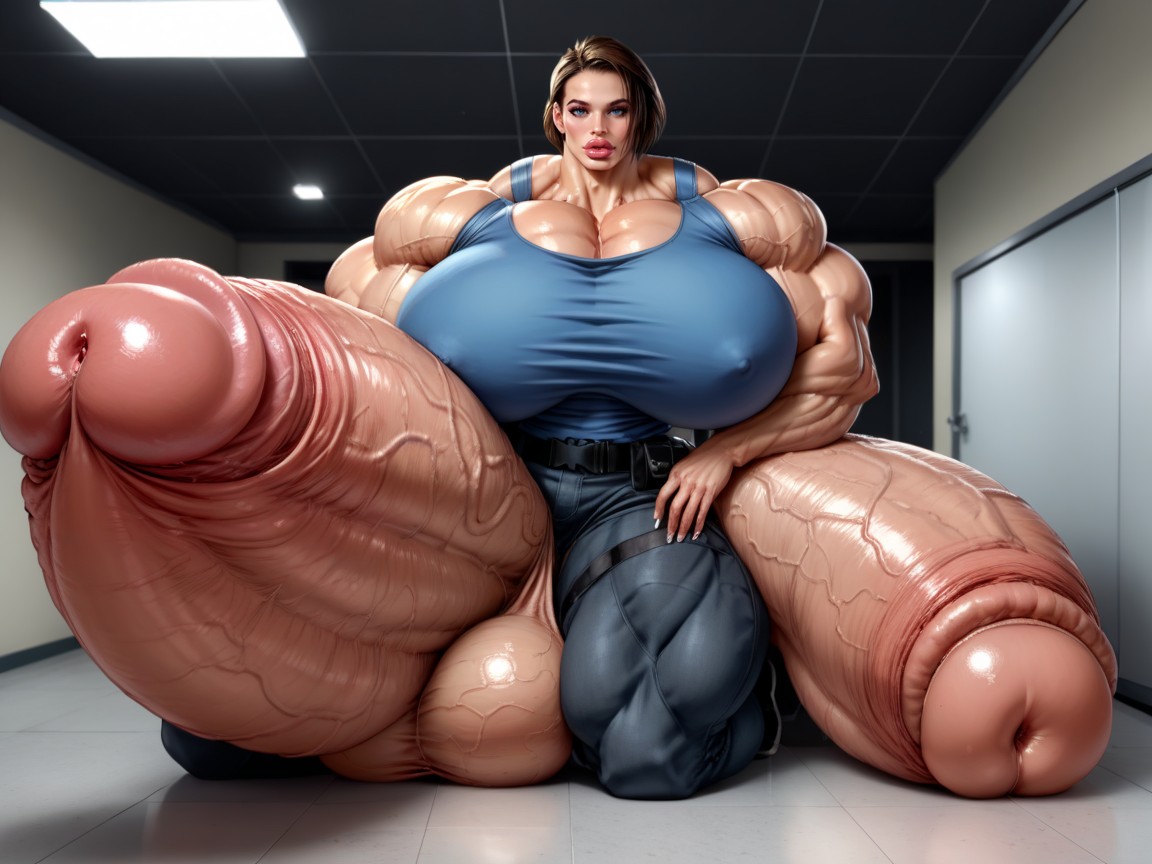 Penis The Size Of The Room, Hyper Absurdly Enormous Balls, Jill Valentine From Resident Evil Shemale AI Porn