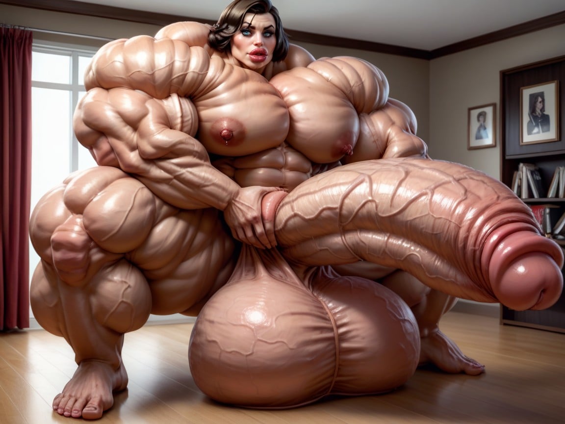 Hyper Biggest Lips, Penis Bigger Than Body, Hyper Extremely Big Hips Shemale AI Porn