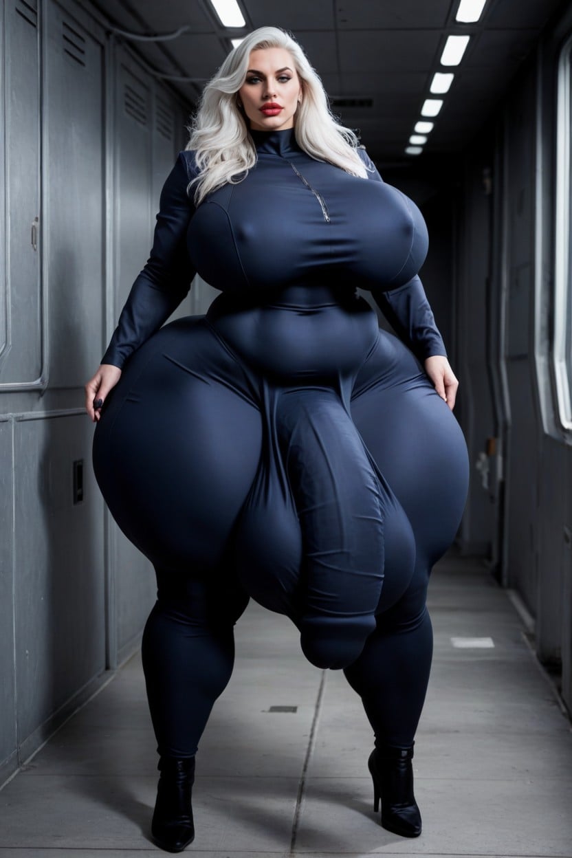 Spaceship, Snatched Waist, Tight Clothed Cock Outline Shemale AI Porn