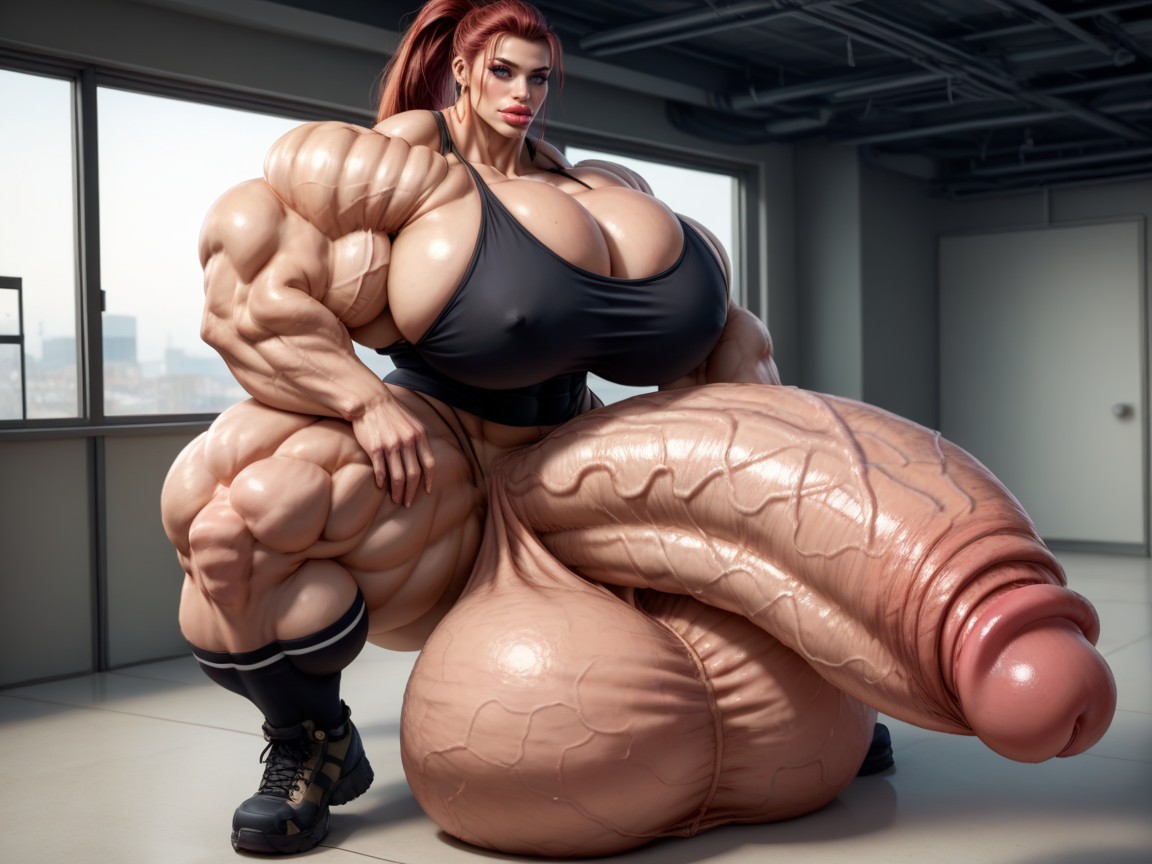 Testicles Are Just Too Gigantic, Hyper Extremely Big Hips, Hyper Monstrous Muscle Shemale AI Porn