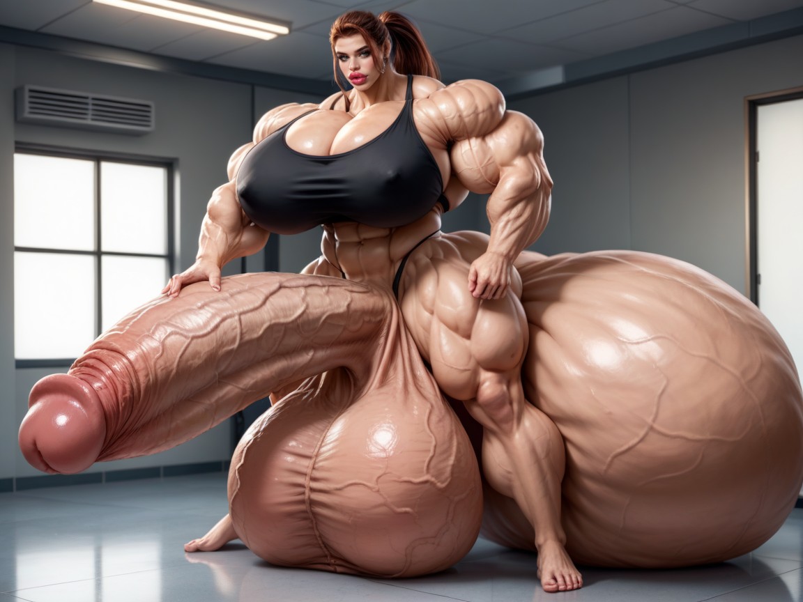 Testicles Are Just Too Gigantic, Nude Hyper Futanari With Hyper Gigantic Penis, 25+ Shemale AI Porn