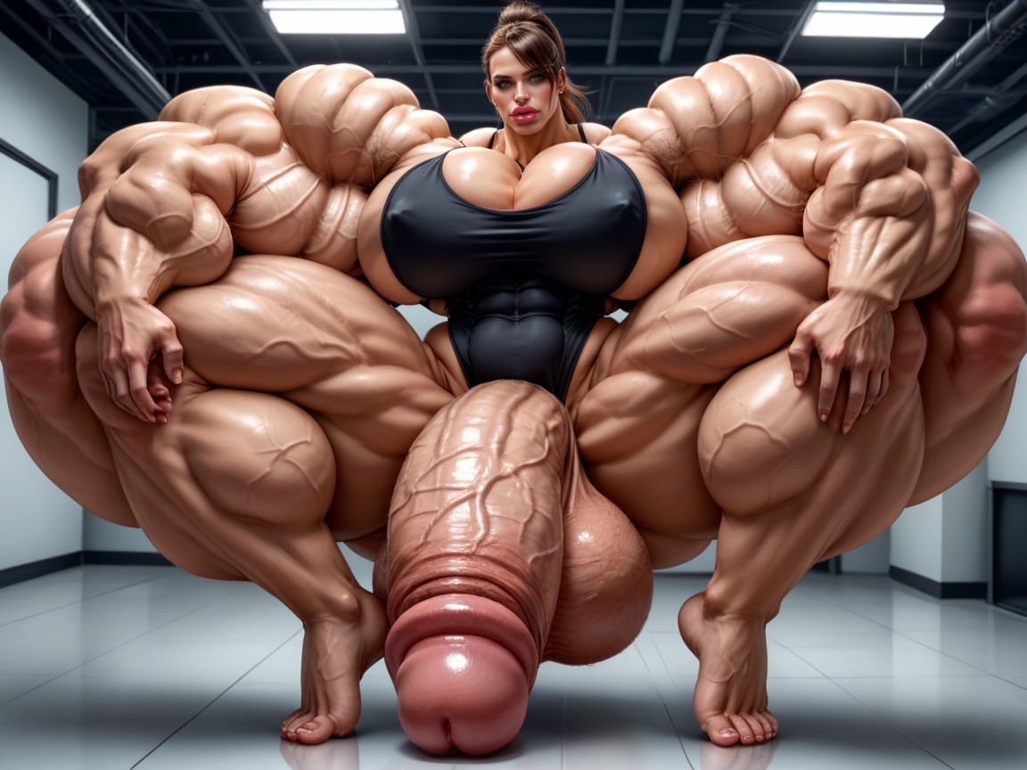 Hyper Gigantic Glans, Hyper Gigantic Testicles, Hyper Oversized Muscle Women Shemale AI Porn