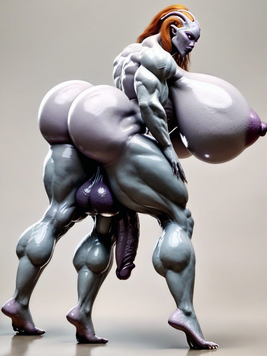 Alien Feet, Grey Skin, Compact Shemale AI Porn