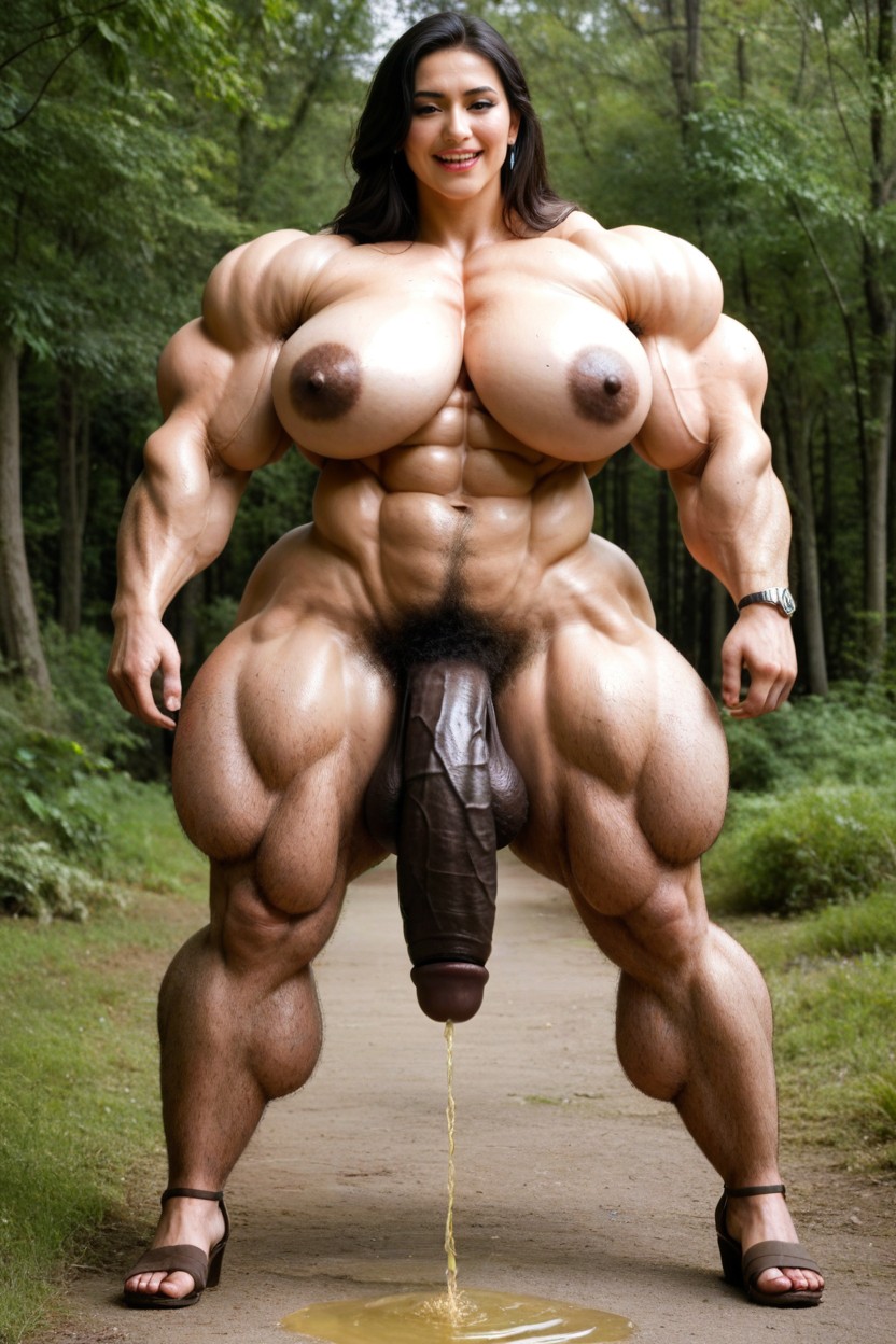 Ft Tall, Her Testicles Hang Down Between Her Legs, Huge Muscular Arms Shemale AI Porn