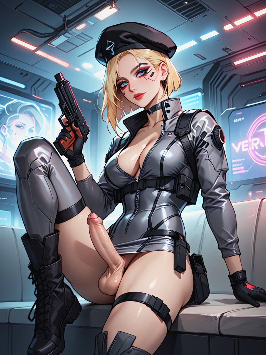 Bulky Utility Belt, Cropped Dress, Feminine Makeup Shemale AI Porn