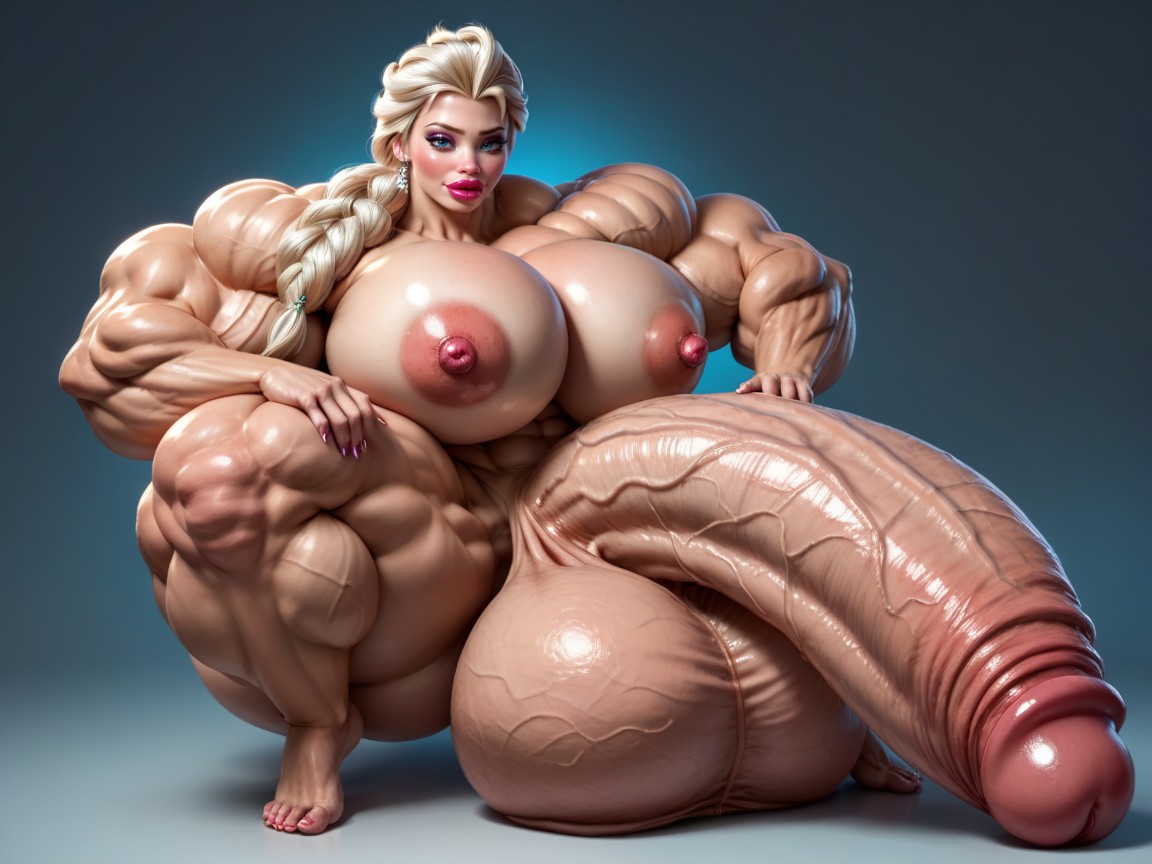 Hyper Wide Oversized Penis, Hyper Absurdly Enormous Balls, Hyper Biggest Biceps Shemale AI Porn