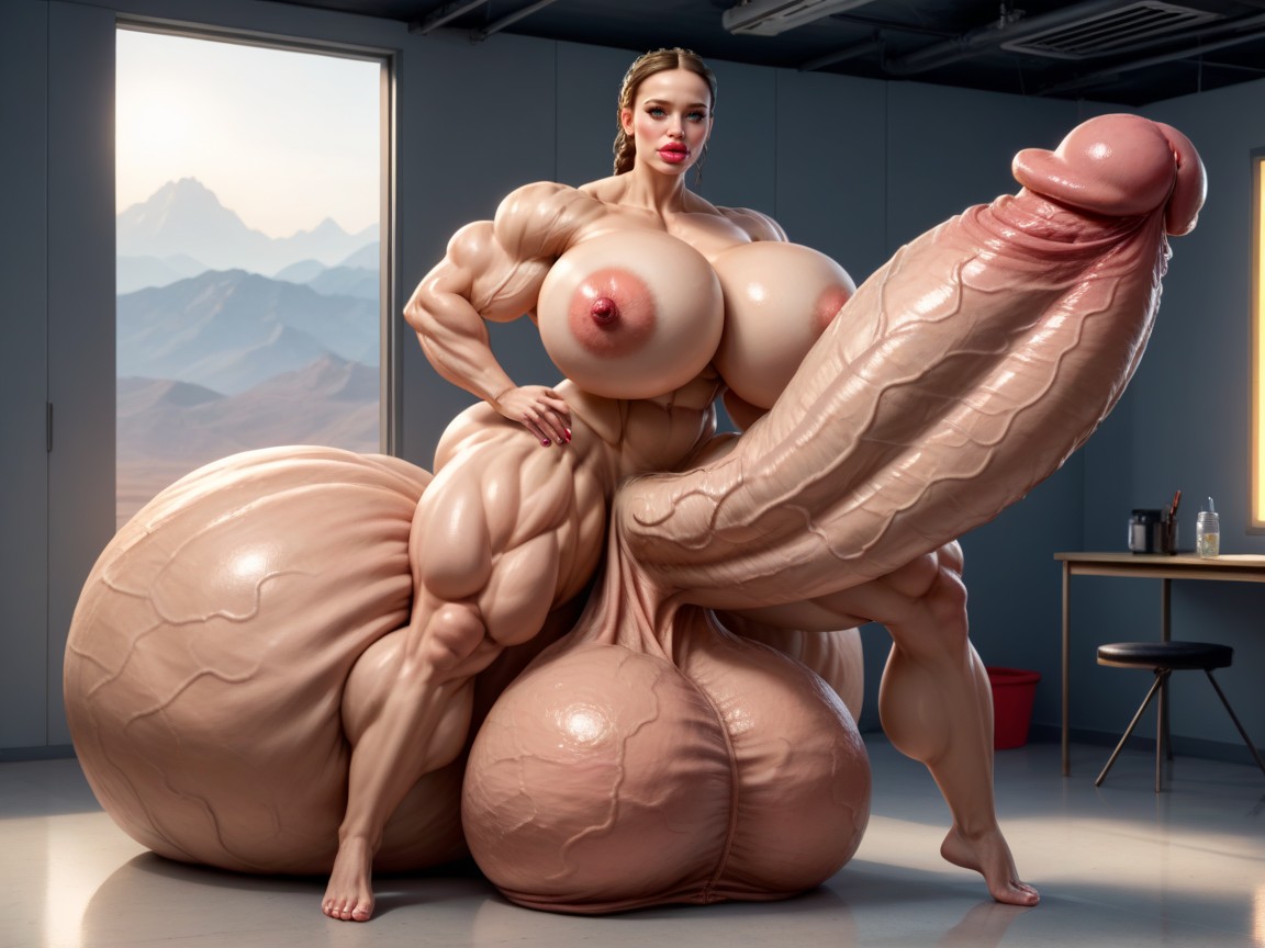 Hyper Absurdly Oversized Penis, Hyper Gigantic Glans, Hyper Oversized Muscle Women Shemale AI Porn