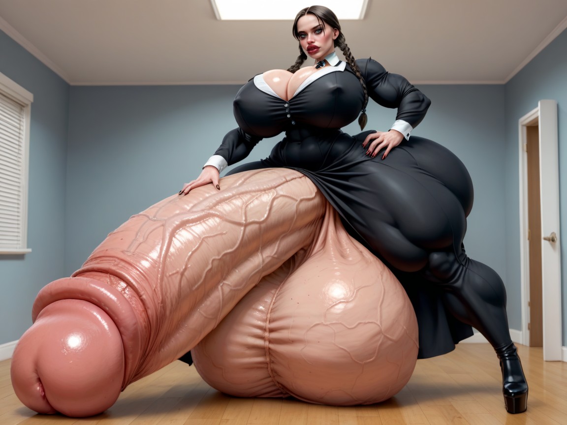 Hyper Monstrous Muscle, Hyper Gigantic Testicles, Hyper Biggest Abs Shemale AI Porn