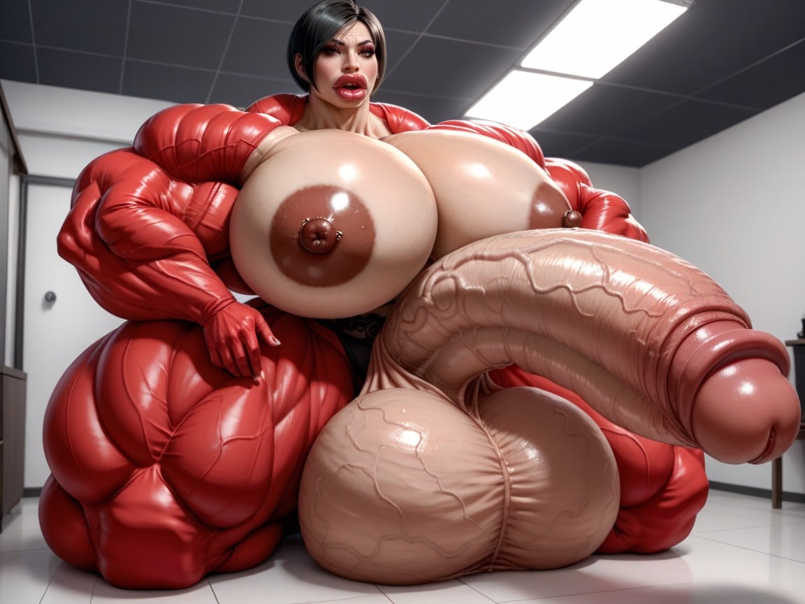 Super Model, Penis The Size Of The Room, Nude Hyper Futanari With Hyper Gigantic Penis Shemale AI Porn