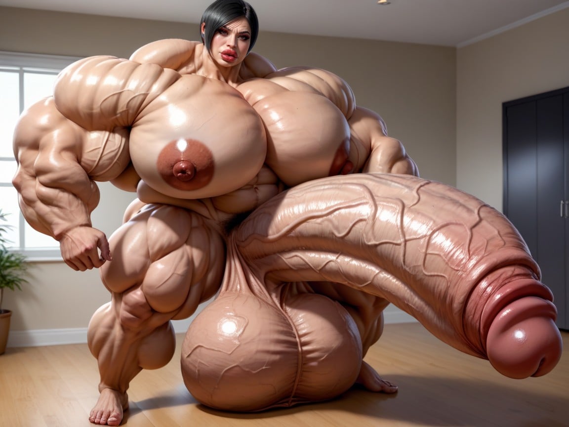 Hyper Gigantic Glans, Hyper Gigantic Biceps, Penis The Size Of The Room Shemale AI Porn