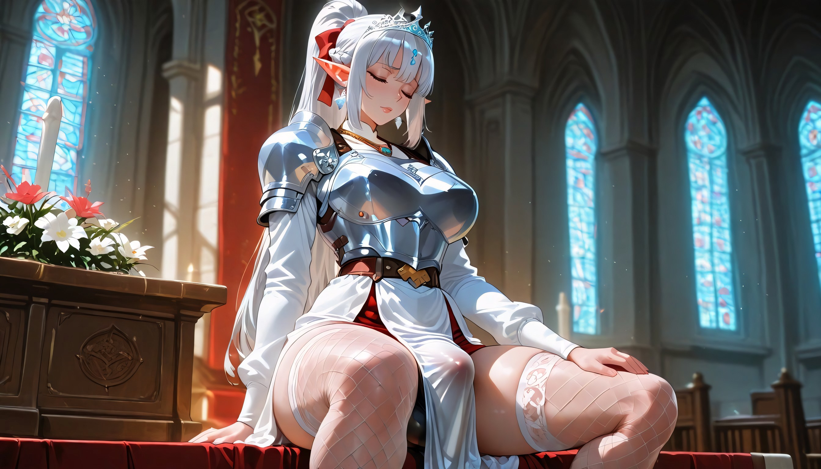 Side View, Braided, Futanari Elf Shemale AI Porn