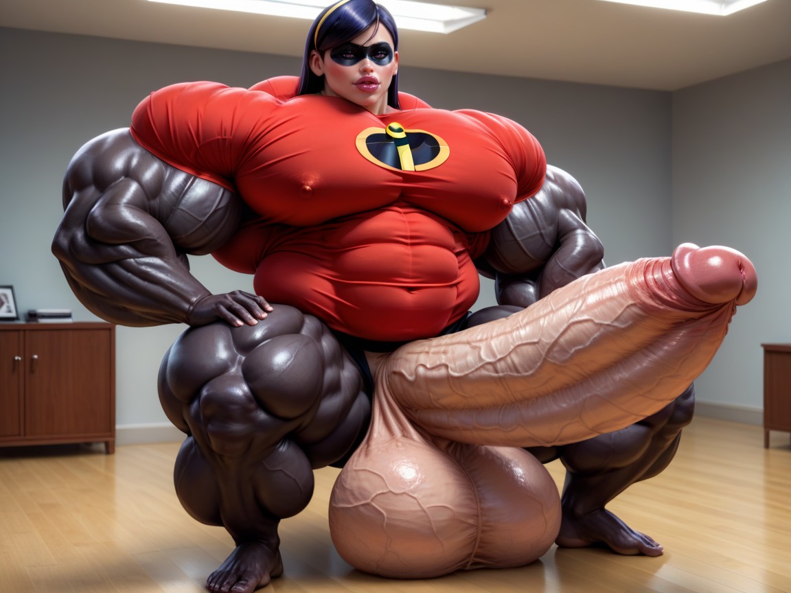 Penis Bigger Than Body, Nude Hyper Futanari With Hyper Gigantic Penis, Full Body View Shemale AI Porn