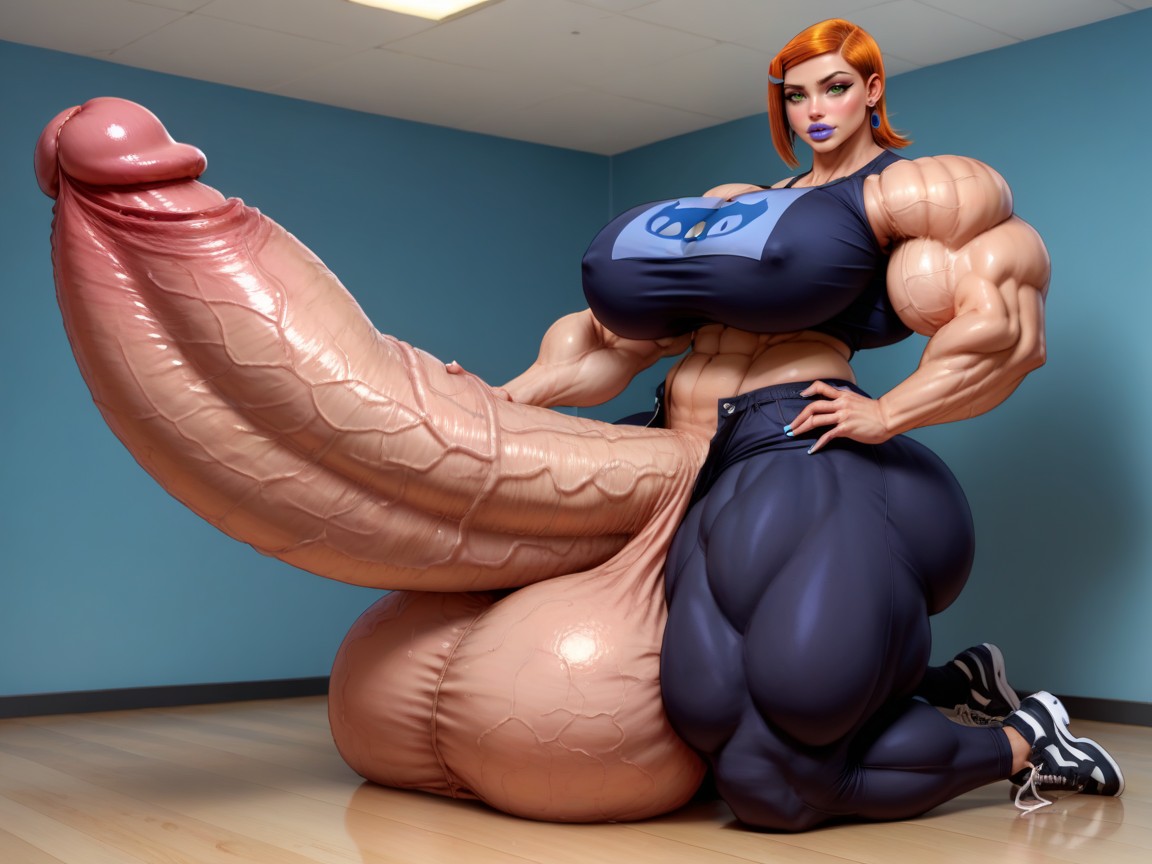 Hyper Gigantic Glans, Penis Is Just Way Too Enormous, Hyper Absurdly Enormous Massive Muscle Women Shemale AI Porn