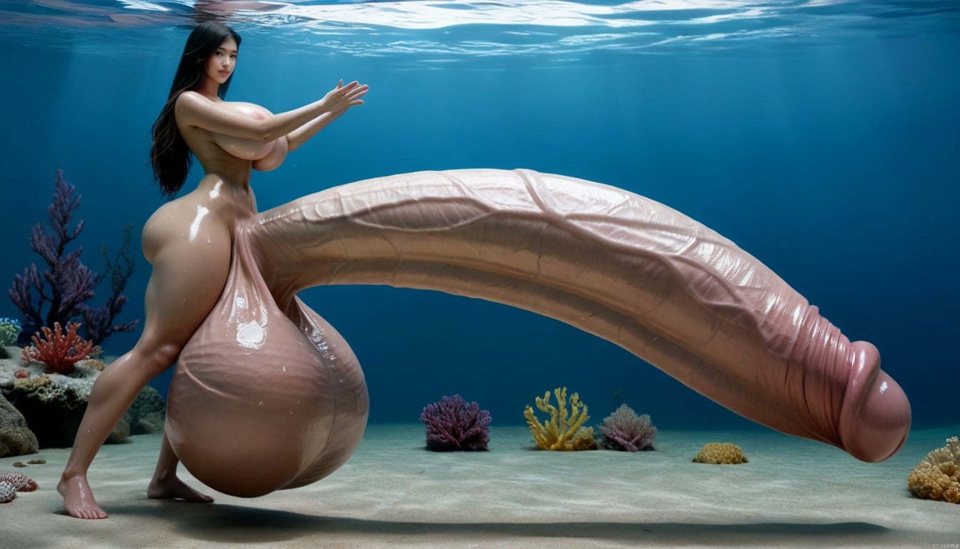 Hyper Perky Tits, Looking At Viewer, Impossibly Long Hyper Penis Shemale AI Porn
