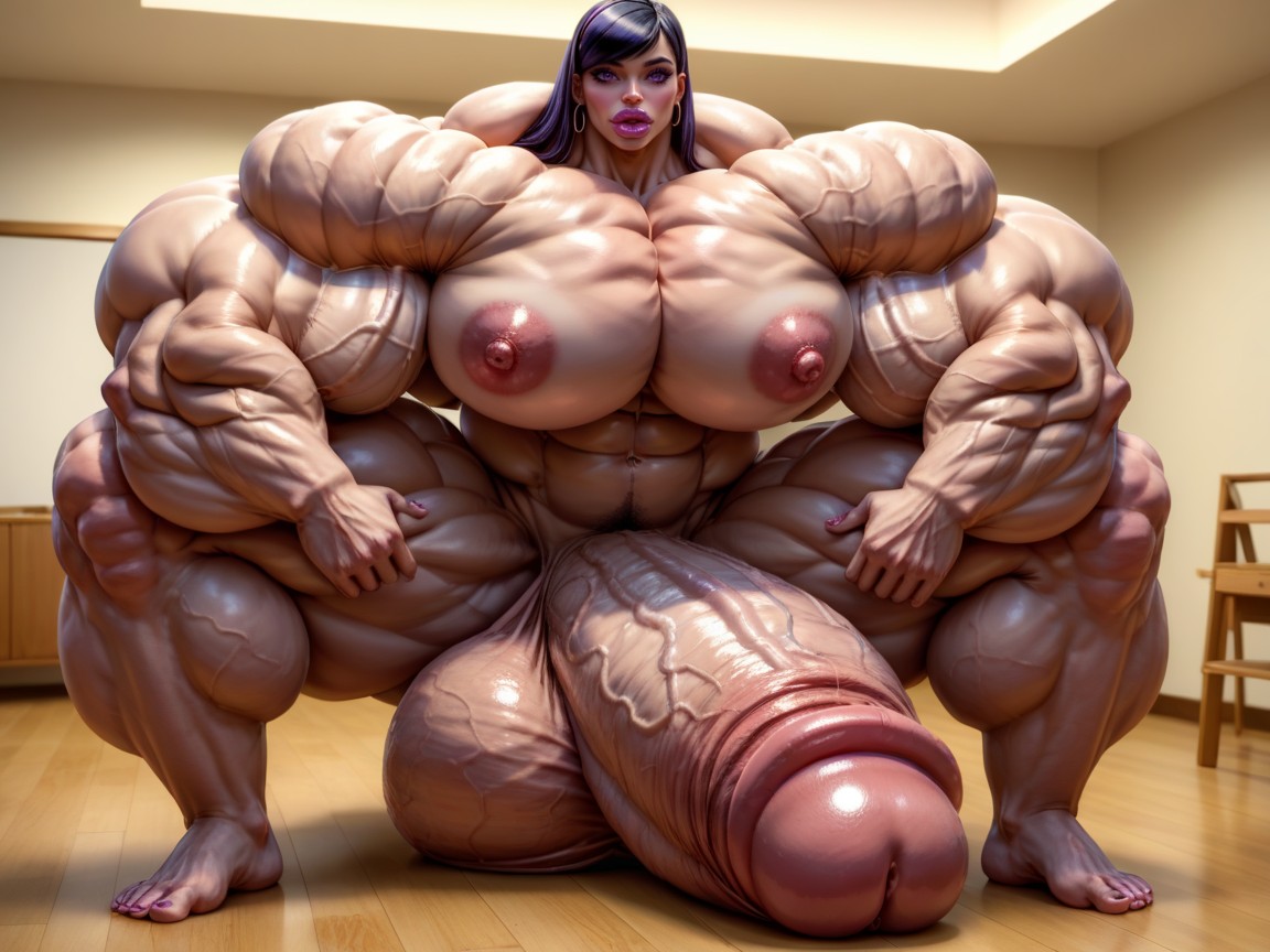 Hyper Gigantic Super Swollen Bimbo Lips, Rounded Ass, Hyper Bimbo Shemale AI Porn