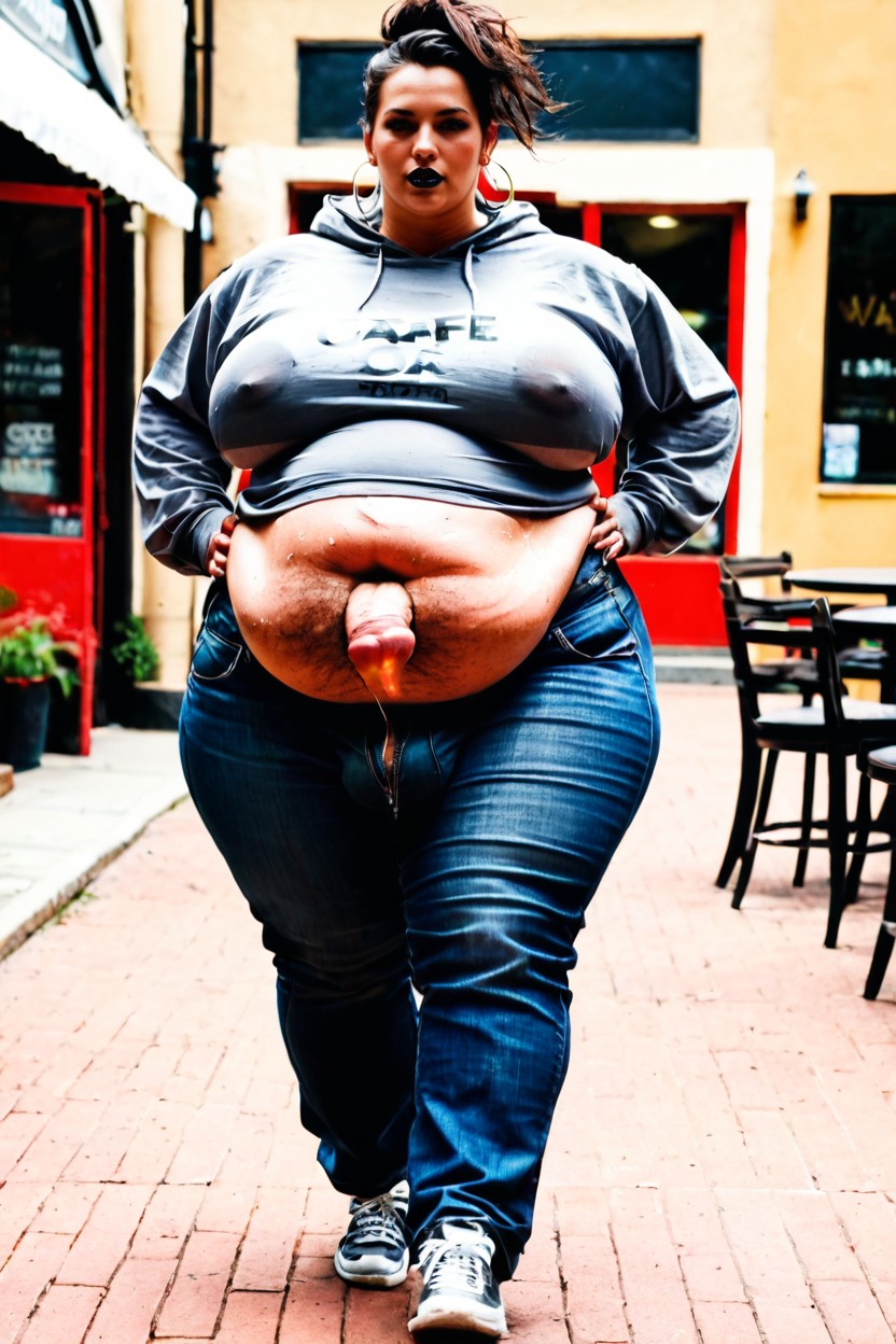 Impossibly Huge Ass, Gargantuan Breasts, Baggy Jeans Shemale AI Porn