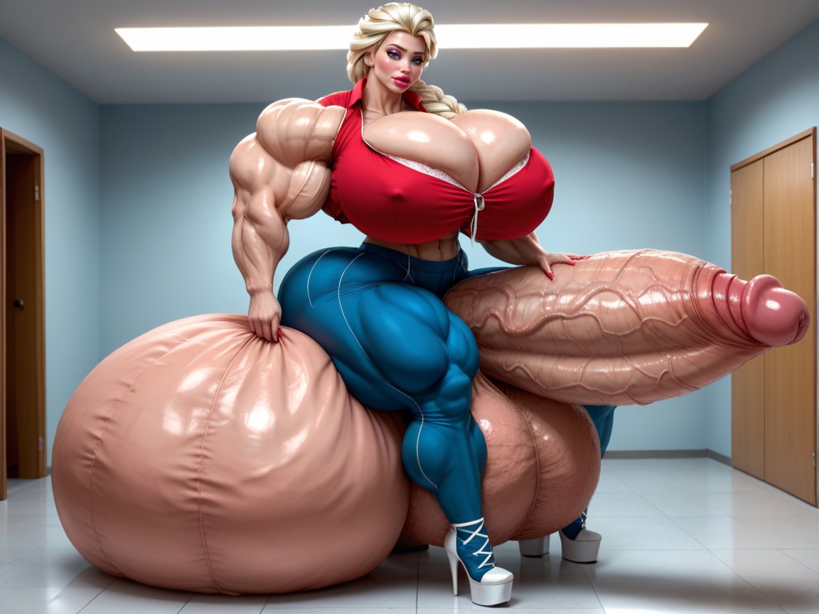 Hyper Gigantic Lips, Hdr, Hyper Absurdly Supersized Penis Shemale AI Porn