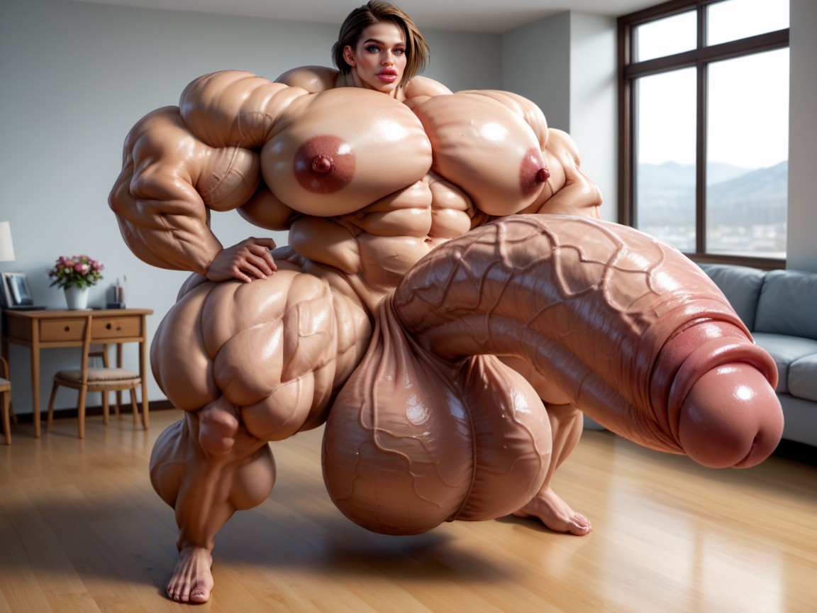 Penis Is Just Way Too Gigantic, Hyper Absurdly Enormous Muscle, 18+ Shemale AI Porn