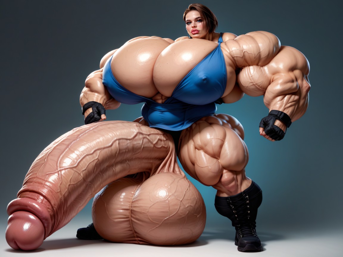 Hyper Gigantic Massive Biceps, Rounded Breast, Hyper Absurdly Enormous Balls Shemale AI Porn