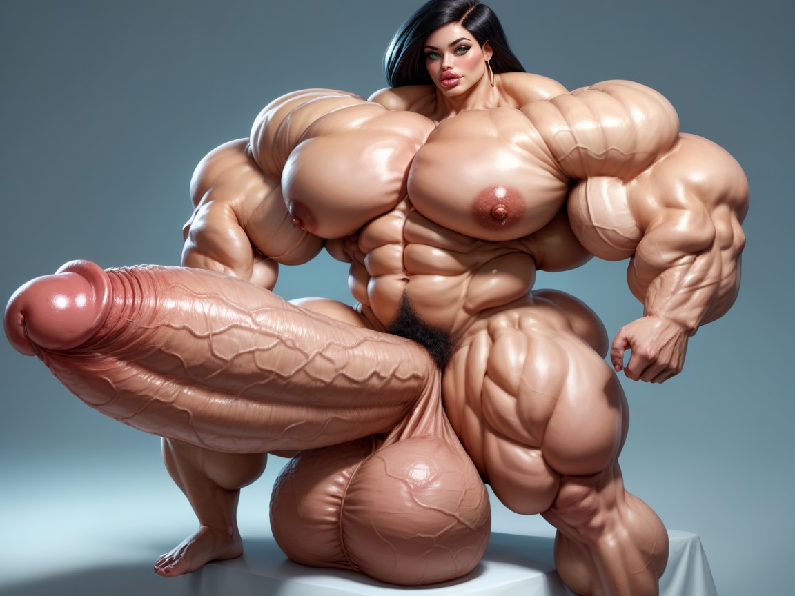 Hyper Gigantic Massive Muscle Hips, Ultra Detailed Face, Penis Is Just Way Too Gigantic Porno IA transsexuelle
