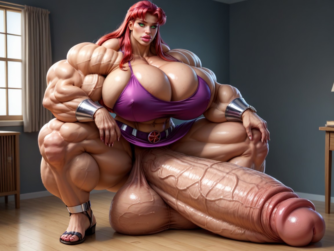 Hyper Gigantic Penis, Hyper Supersized Penis, Rounded Breast Shemale AI Porn
