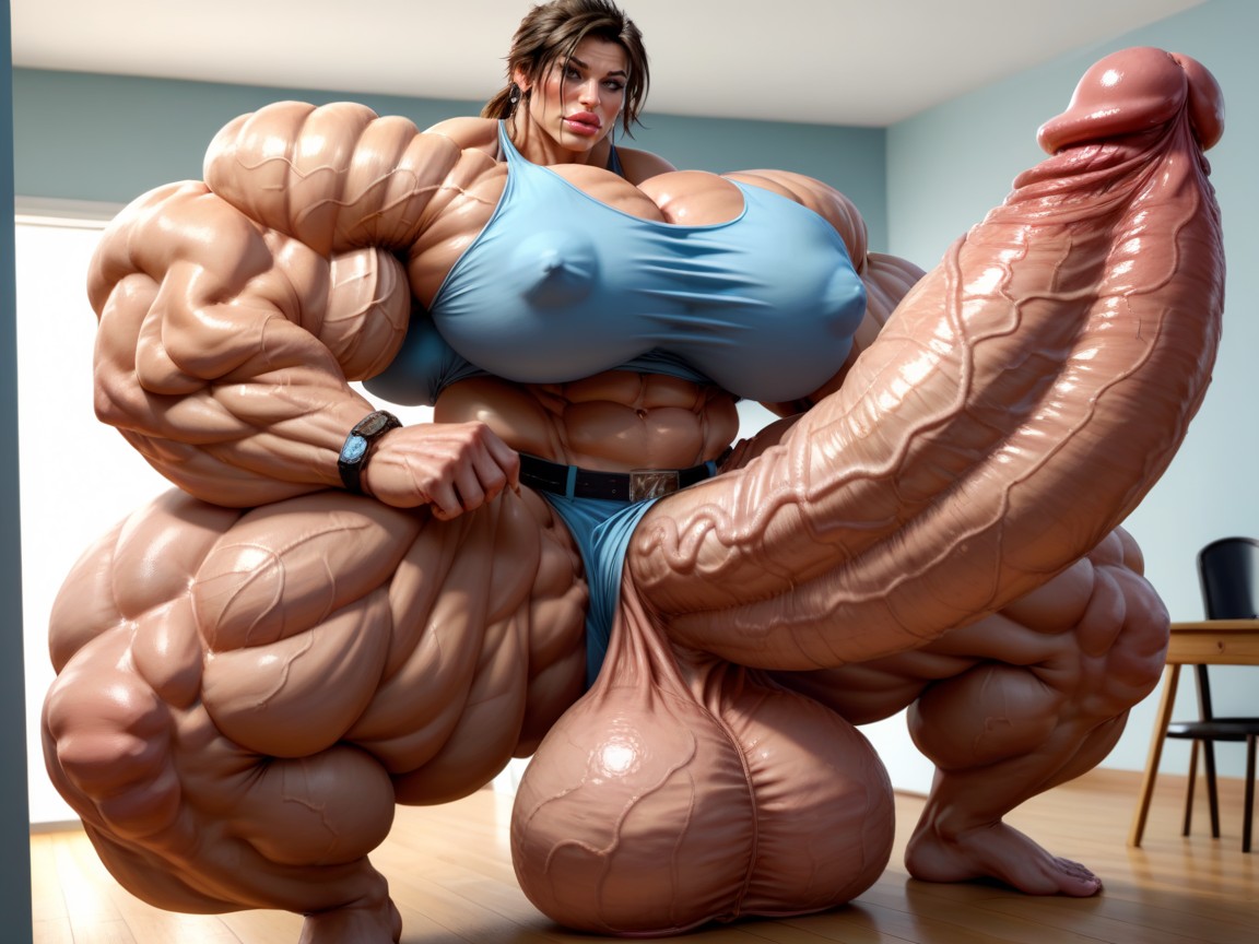 Hdr, Hyper Enormous Balls, Beautiful Face Shemale AI Porn