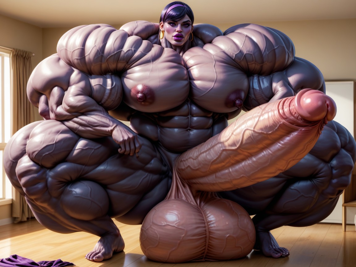 Hyper Absurdly Gigantic Girthy Penis, Hyper Gigantic Massive Muscle Hips, Giant Bulging Penis Shemale AI Porn