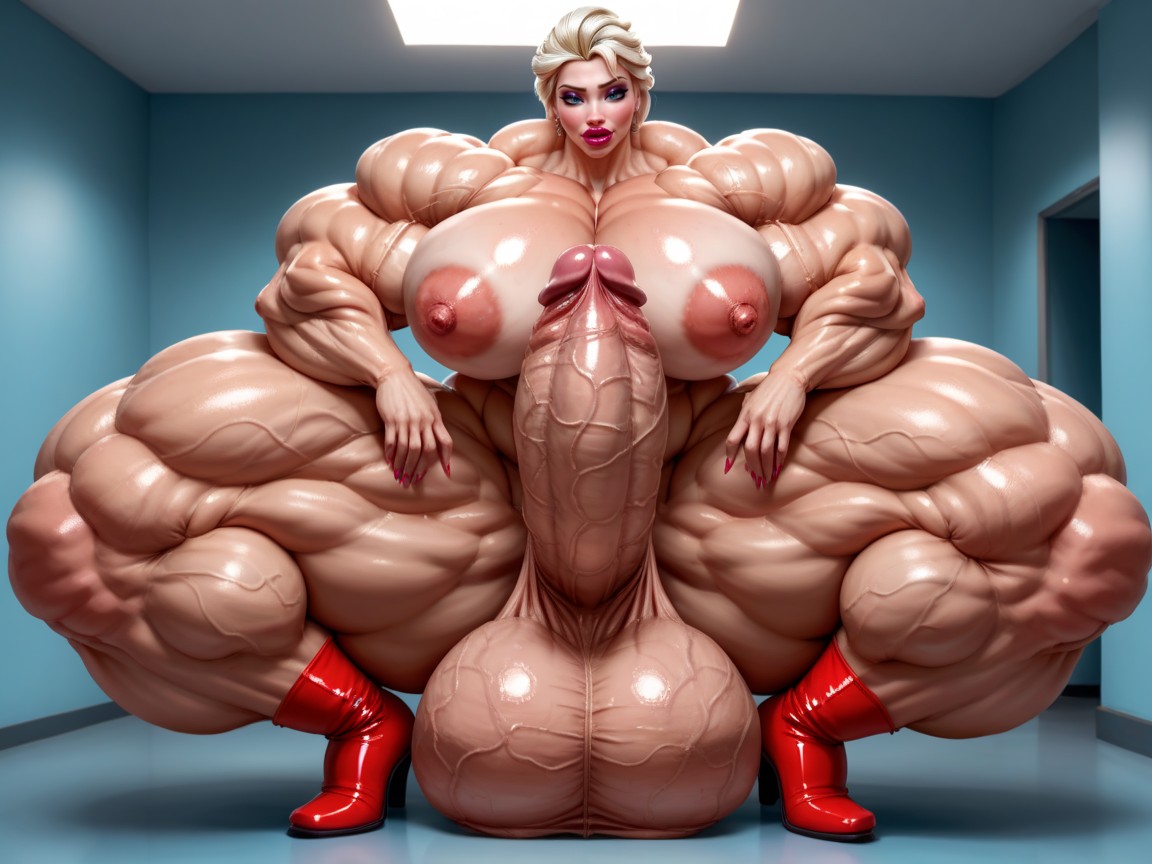 Hyper Bimbo, Hyper Gigantic Massive Biceps, Penis Is Just Way Too Gigantic Shemale AI Porn