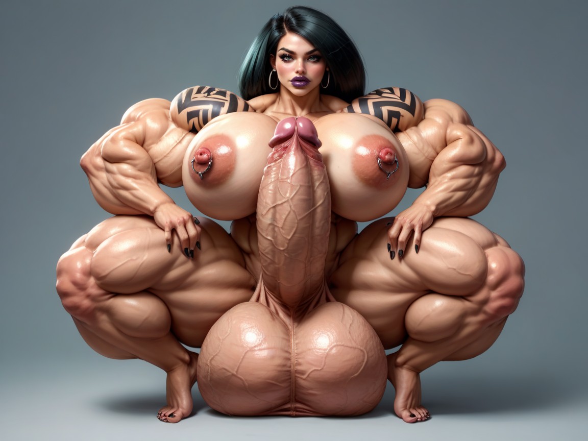Gorgeous Face, Hyper Extremely Tattoo, Hyper Full Body Tattoo Shemale AI Porn