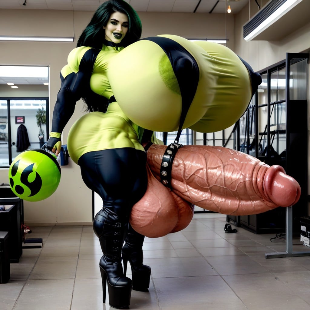 Hyper Futanari With Hyper Gigantic Penis, Shego From Kim Possible, Hyper Absurdly Enormous Muscle Shemale AI Porn