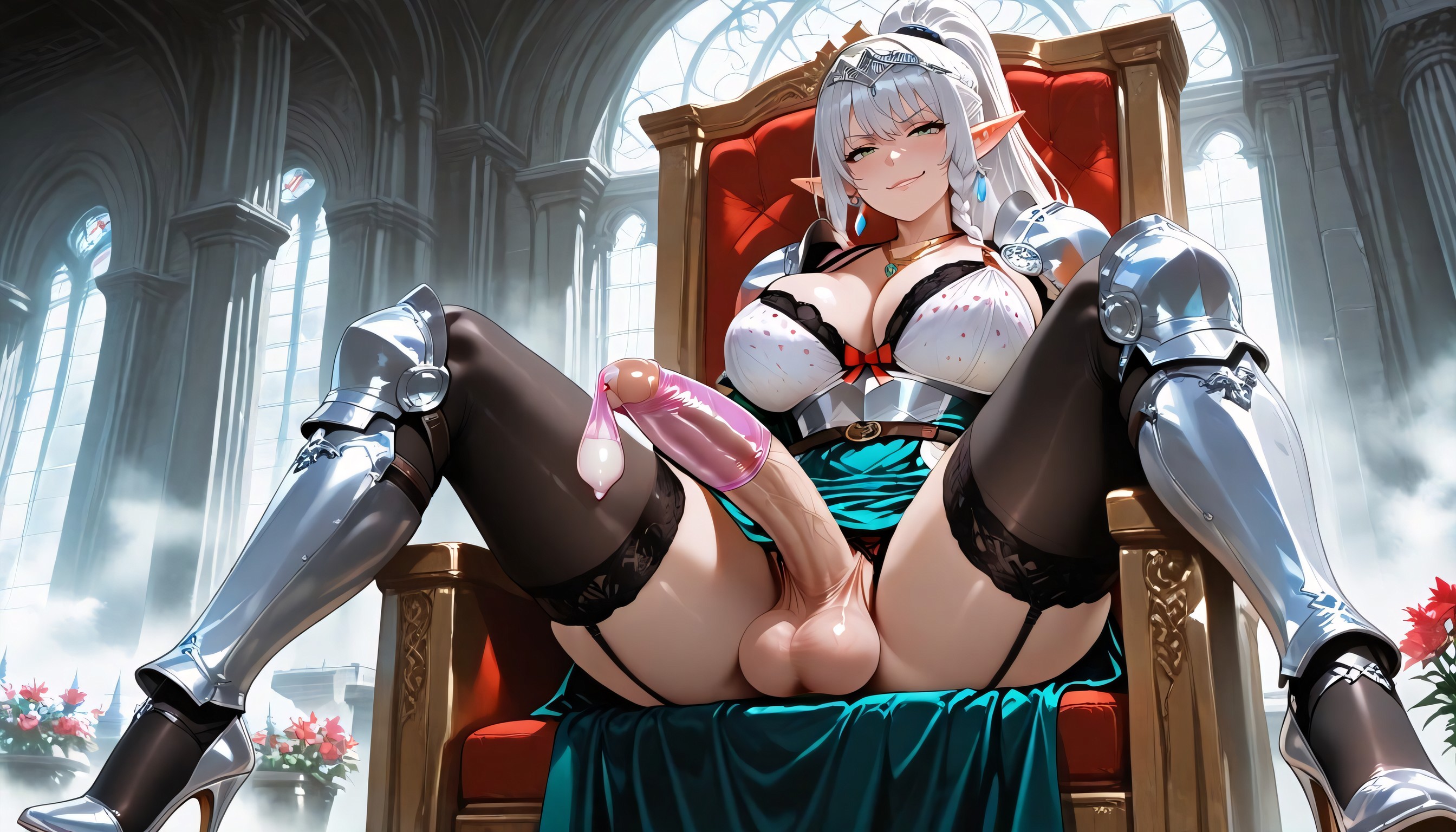 Smirk, Greek Pillars, Skirt Shemale AI Porn
