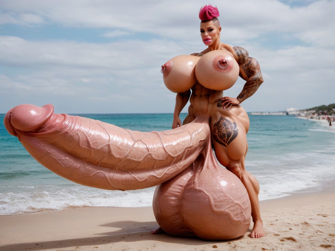 Hyper Absurdly Oversized Penis, Hyper Long Penis, Huge Veins On Penis Porno IA transsexuelle