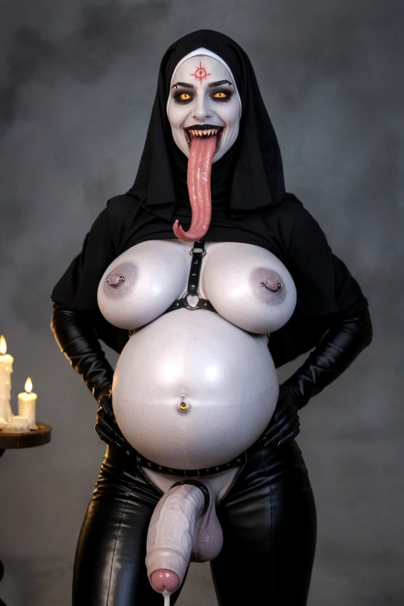 Excessive Jewelry, Demonic Face, Wide Cock Band Shemale AI Porn