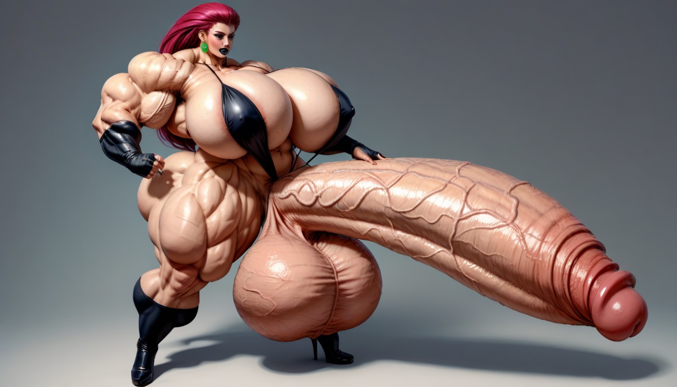 Hyper Gigantic Glans, Impossibly Gigantic Girthy Penis, Hyper Long Penis Shemale AI Porn