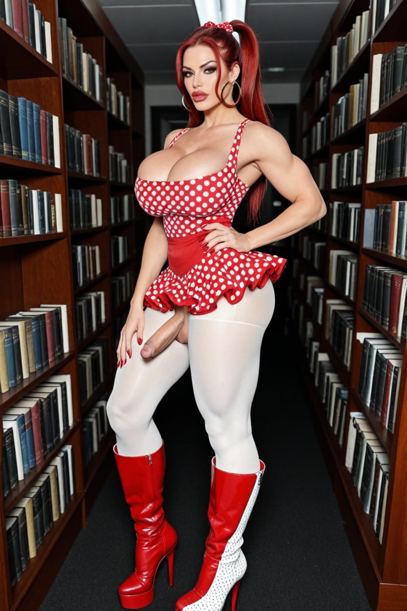 Red Thigh High Boots With High Heels, Ssbbw, Bosse De La Bite Porno IA transsexuelle