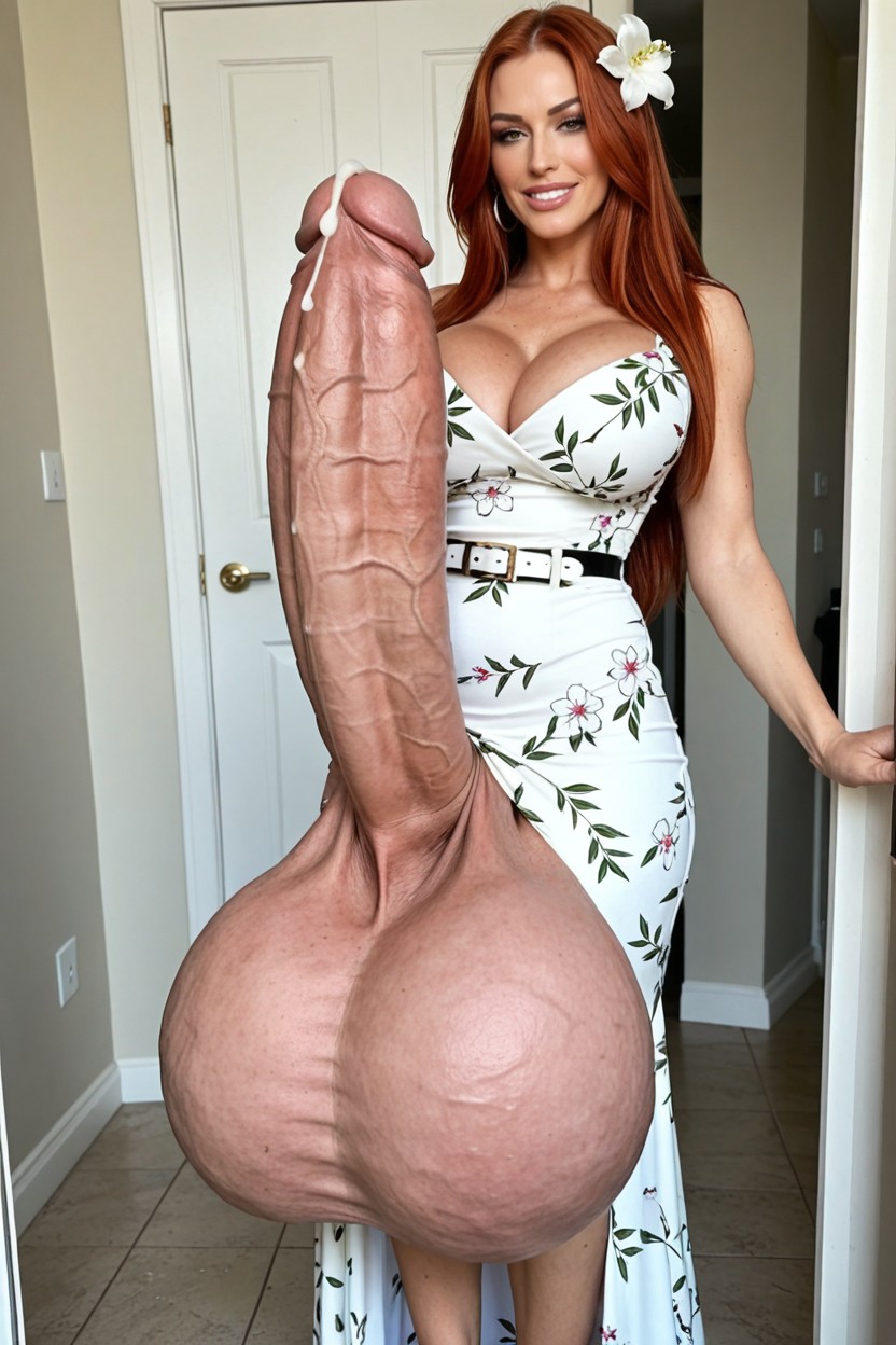 Hyper Cum, Biting Lip, Absurdly Enormous Penis Shemale AI Porn