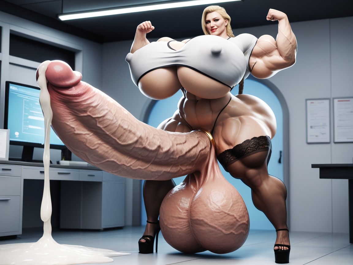 Braided, Impossibly Long Hyper Penis, Cock Ring Shemale AI Porn