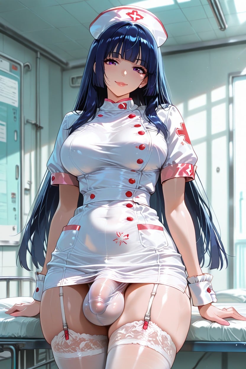 Japanese Pretty Futanari Woman, Long Hair, Penis Hidden From Sight Shemale AI Porn