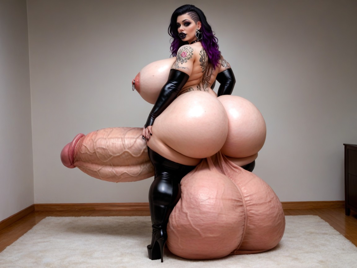 Ass Bigger Than Torso, Hyper Gigantic Enormous Penis, Rounded Breast Shemale AI Porn