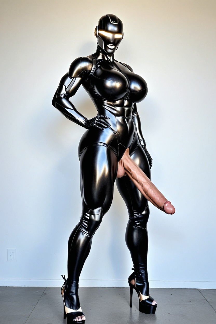Impossibly Long Hyper Penis, Muscular Calves, Faceless Shemale AI Porn