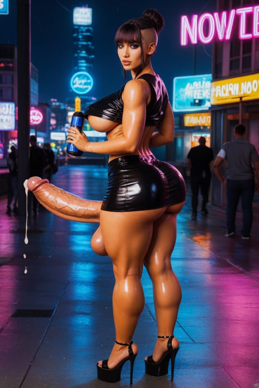 Sexy Supermodel, Bubble Butt, Bangs Shemale AI Porn