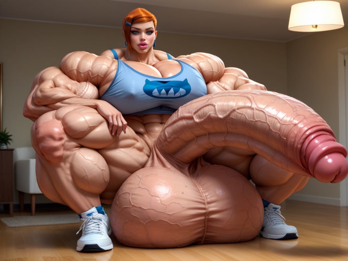 Hyper Absurdly Oversized Muscle, Hdr, Gorgeous Face Travesti IA Pornô