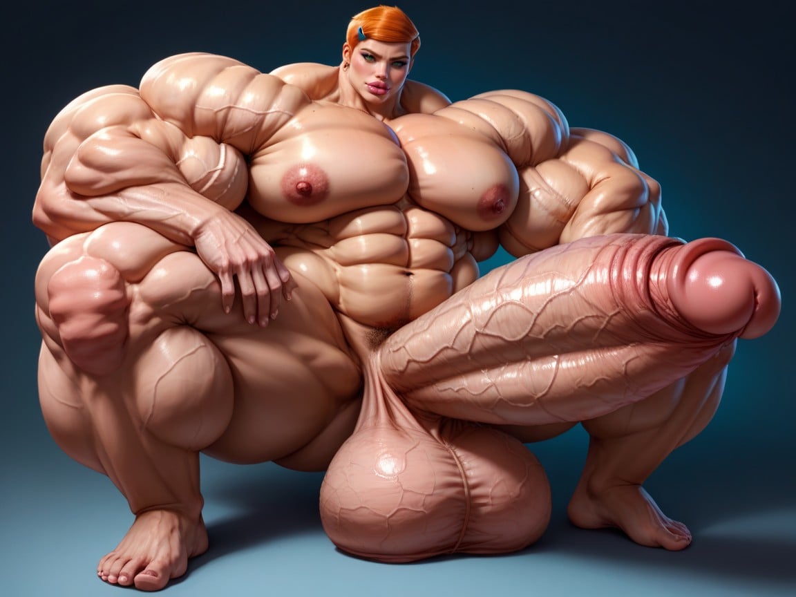 Hyper Muscle Growth, Hyper Oversized Penis, 丸い胸 ニューハーフAIポルノ