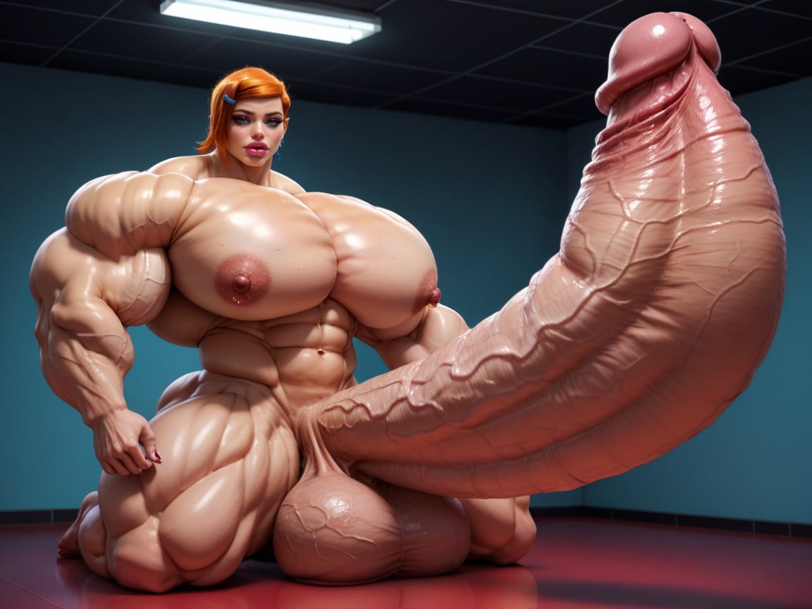 Full Body View, Hyper Oversized Gigantic Girthy Penis, Hyper Gigantic Penis Porno IA transsexuelle