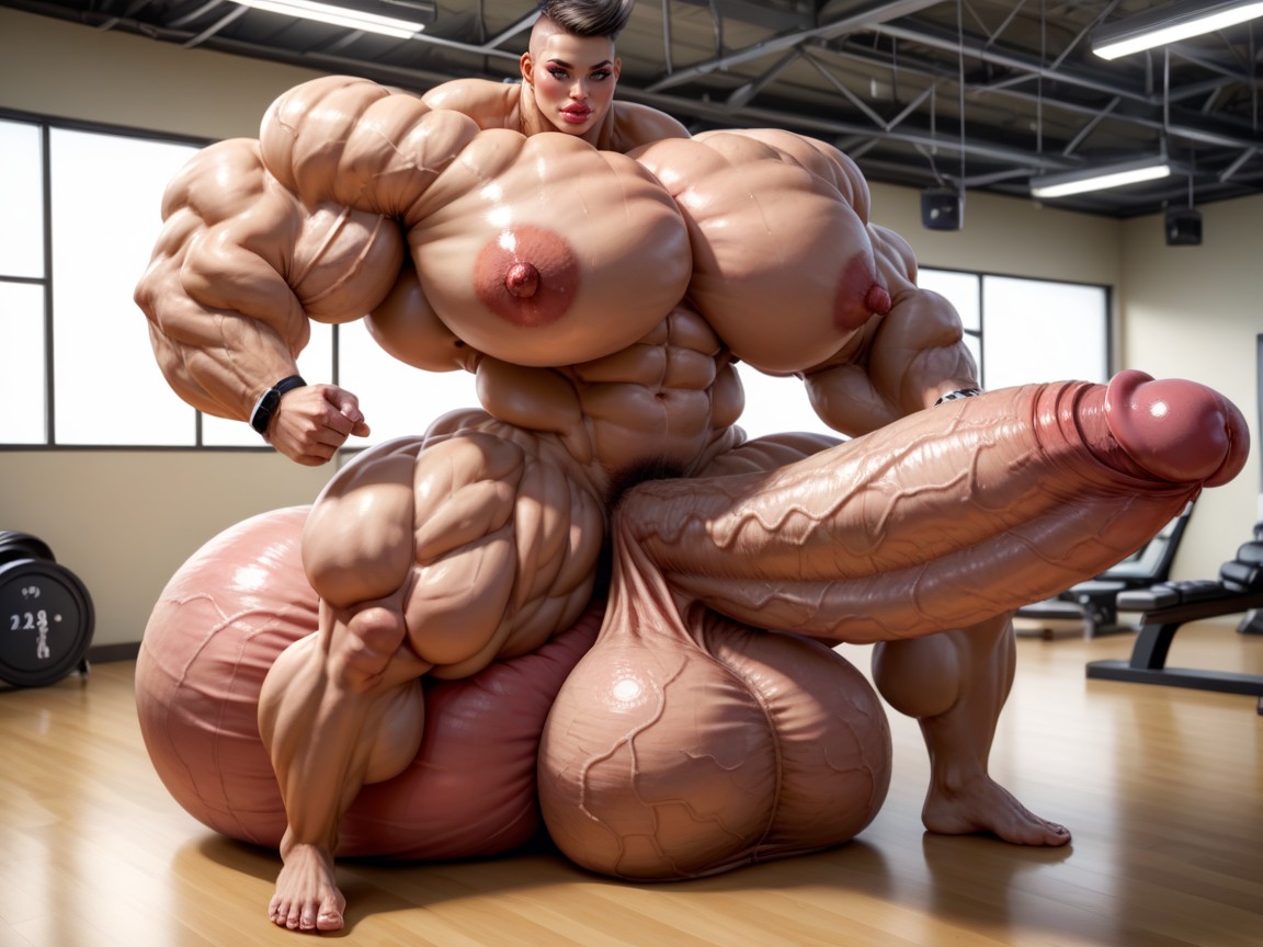 Hyper Muscle Growth, Hyper Gigantic Massive Penis, Muscle Women Travesti IA Pornô